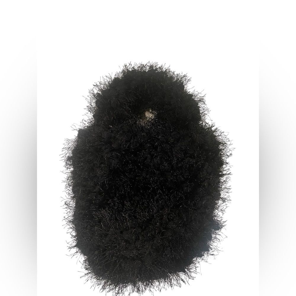 Black fluffy textured statement bag purse accessory